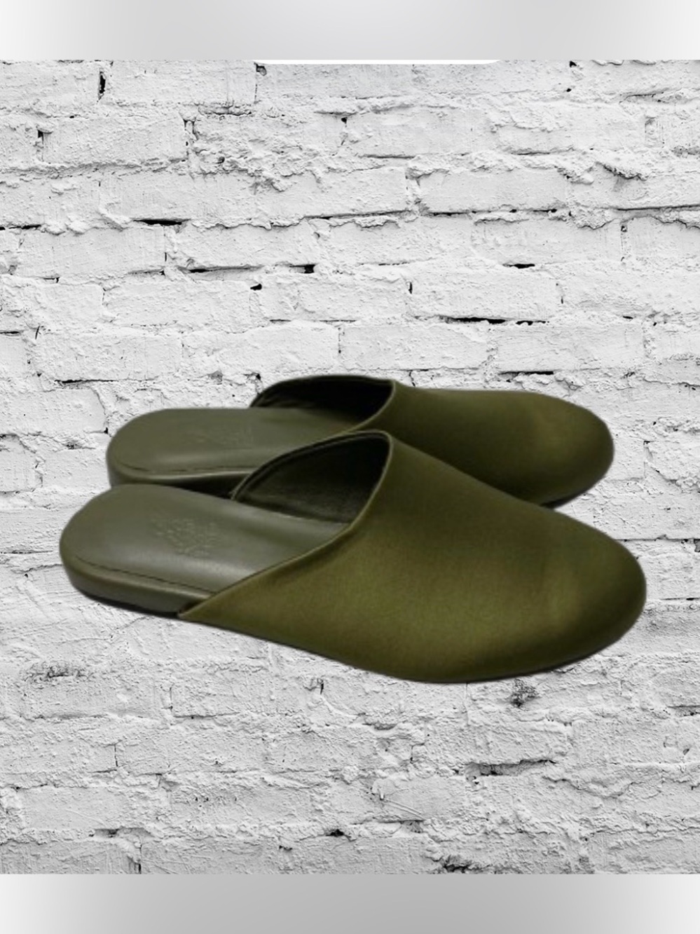 Ancient Greek Sandals Green Satin Mules 
Slip-On Backless slippers shoes chic 37
